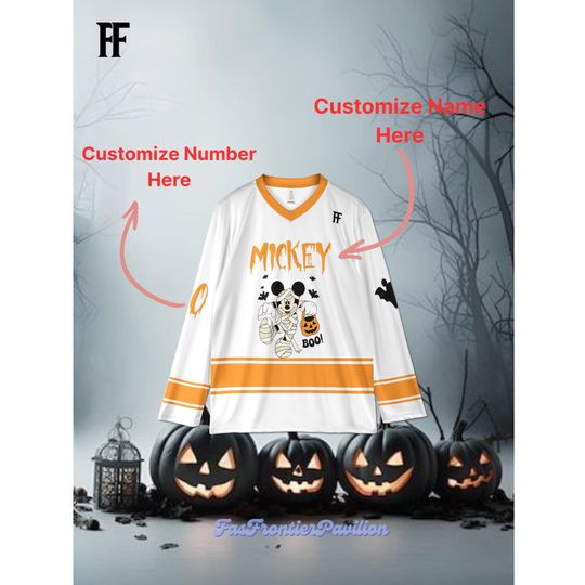 Discover Custom Mickey Minnie Mummy Hockey Jersey, Mickey Minnie Halloween Couple Jersey, Disney Family Mummy Shirt, Spooky Season Shirt, Mummy Shirt
