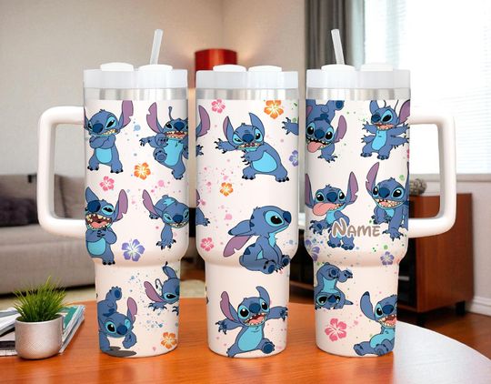 Discover Custom Blue Alien 40oz Tumbler Cup Personalized Name Stitch Cup Cute Girls Gift Tumbler