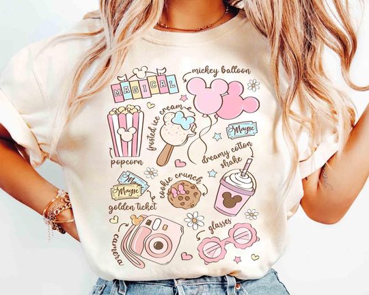 Discover Coquette Disneyland Shirt Magical Disney Snacks T-shirt, Retro Pastel Best Day Ever Tee, Disney World Happiest Place, WDW Girl Trip T-shirt