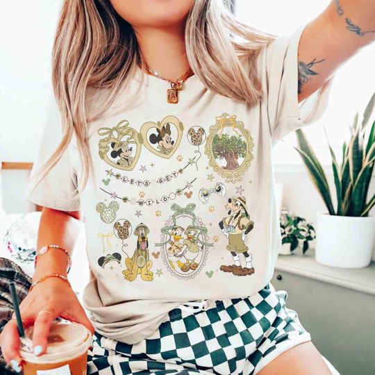 Discover Coquette Bow Mickey & Friends Animal Kingdom T-shirt, Retro Disney Safari Mode Tee, Let's Get Wild, Walt Disney World Family Vacation Trip
