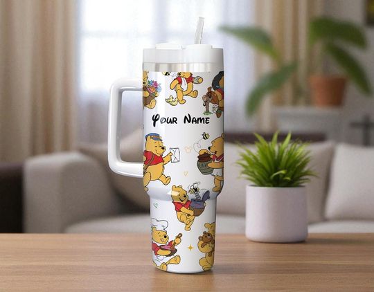 Discover Custom Winnie the Pooh 40oz Tumbler Disney Stainless Honey Cup Cartoon Movie Tumbler with Handle