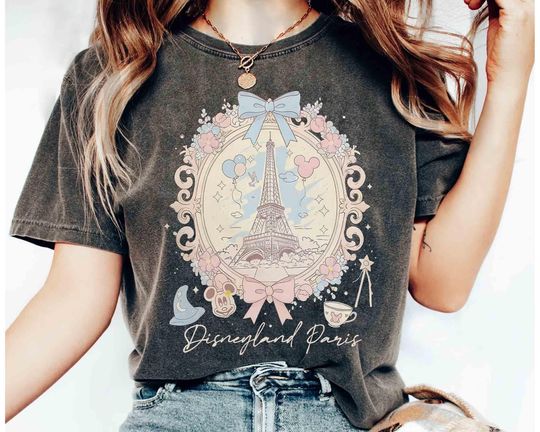 Discover Coquette Bow Watercolor Mickey Disneyland Paris T-shirt, Disneyland Vacation Tee, Eiffel Tower Mickey Shirt, Disney Paris Girl Trip 2025 tee