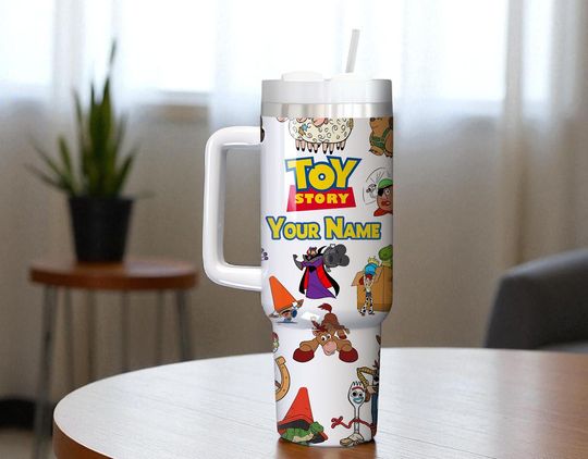 Personalized Toy Story Tumbler 40oz, Disney Woody Buzz Jessie Water Tumbler, Pixar Toy Story Insulated Tumbler