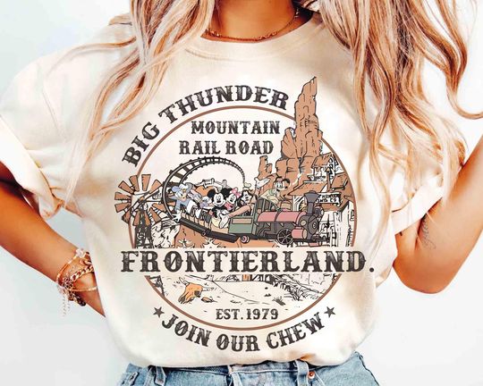 Discover Retro Disney Mickey And Friends Big Thunder Mountain Railroad T-shirt, The Wildest Ride In The Wilderness Tee, WDW Family 2025 Trip Shirt