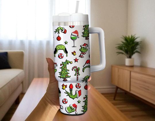 Discover Green Mean Monster 40oz Tumbler Whoville Pink Christmas Grin Holiday Cup