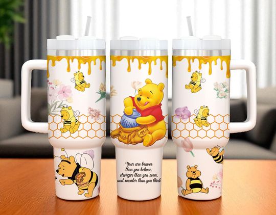 Discover Custom Winnie the Pooh Tumbler 40oz, Disney Pooh Stainless Tumbler, Pooh Honey Tumbler Cup, Cartoon Movie Tumbler With Handle