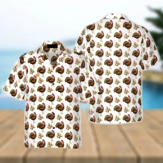 Discover Autumn Cute Turkey Birds 3D Hawaiian Shirt for Men Women