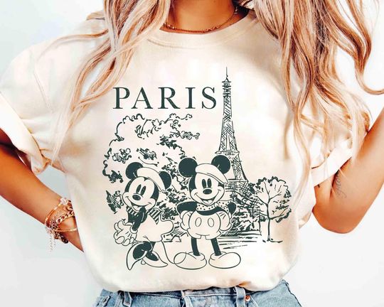 Discover Retro Mickey and Minnie Disneyland Paris Matching T-shirt, Disneyland Vacation Tee, Eiffel Tower Mickey Shirt, Disney Paris Girl Trip 2025