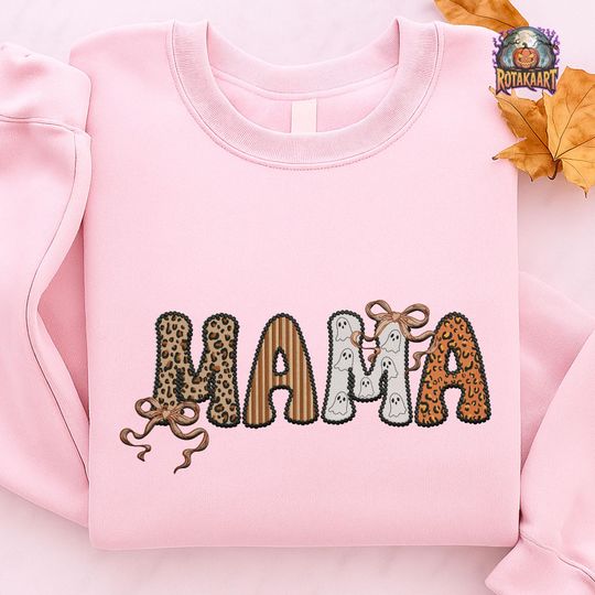 Discover Checkered Mama Coquette Embroidered Sweatshirt, Pumpkin Coquette Embroidered Shirt, Fall Mama Bow Shirt, Pumpkin Cherry Halloween Embroidery