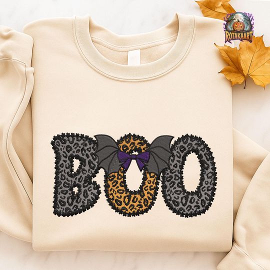 Discover Boo Mama Bow Embroidered Sweatshirt, Spooky Boo Coquette Embroidered Shirt, Preppy Ghost Coquette Shirt, Lace Ghost Bow Halloween Embroidery