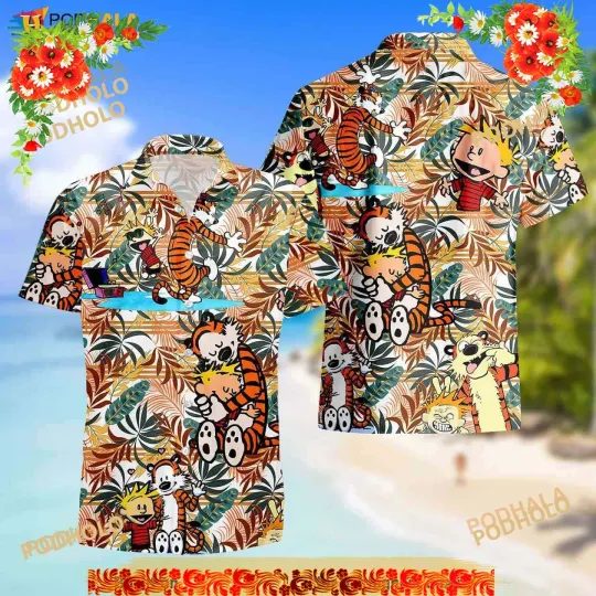Discover Calvin and Hobbes Hawaiian Shirt Summer, Hobbes Aloha Shirt