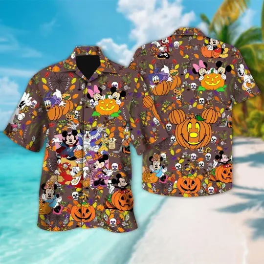 Discover Mickey & Friends Halloween Hawaiian Shirt for Men