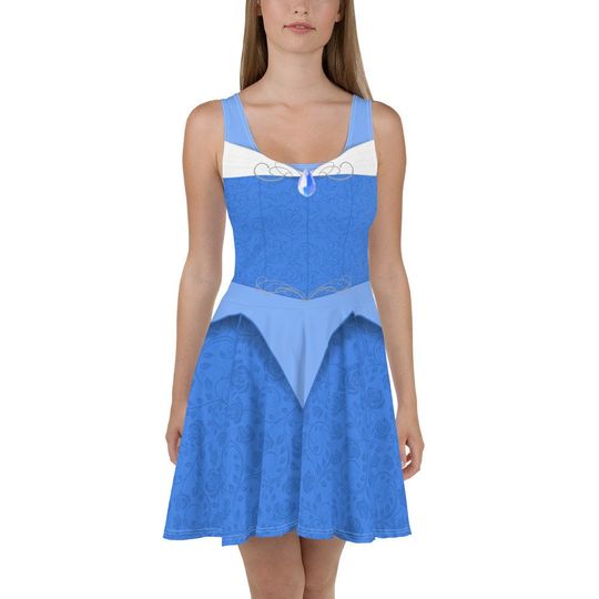 Make it Blue Skater Dress – Fun Cartoon Style Casual Outfit for Women