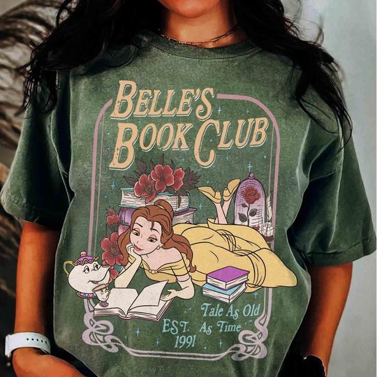 Discover Belle's Book Club 1991  T-Shirt, Tale as old as time, Retro Beauty and the Beast shirt, Belle Princess Tee, Book lover, Bookish Reading Tee