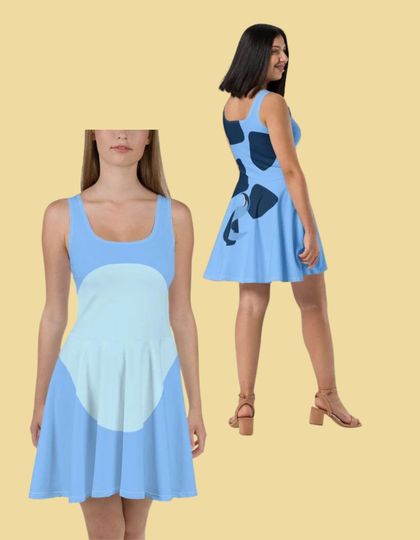 Discover Blue Dog Skater Dress- Costume, Bounding, Cosplay