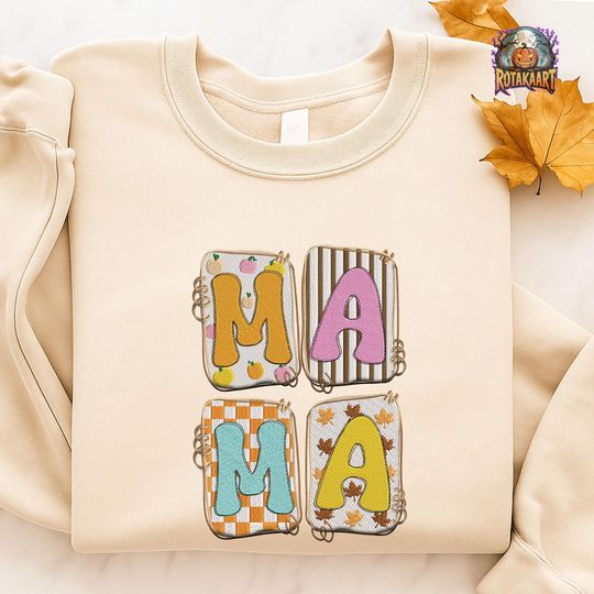 Discover Boo Mama Bow Embroidered Sweatshirt, Preppy Fall Bow Embroidered Shirt, Cozy Season Coquette Shirt, Fall Coquette Halloween Embroidery