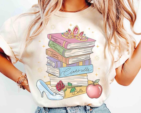 Discover Retro Disney Princess Book Reading Shirt, Disney Princess Characters Tee, Princess Book Club, Book lover, Disney Princess Bookish Reading