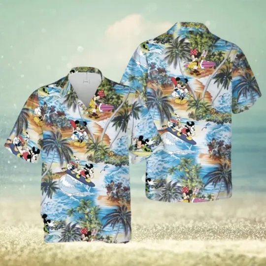 Discover Mickey Mouse and Friends Summer Beach Print Hawaiian Shirt