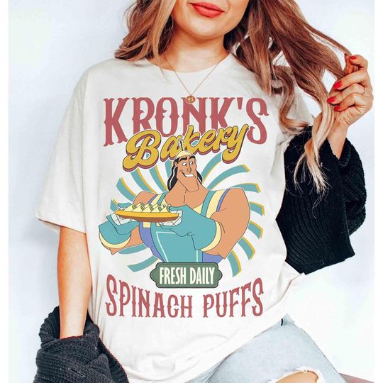 Discover Retro Krock's Bakery Spinach Puffs T-shirt, Disney Villains The Emperor's New Groove Matching Tee, Disneyland Family Holiday 2025 Trip Shirt