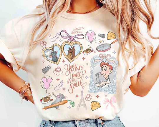 Discover Coquette Disney Pixar Ratatouille T-shirt, Remy Little Chef Remy Tee, Paris France Gusteau's, Linguini Emile Tee, Anyone Can Cook