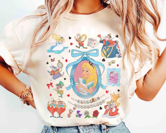 Discover Coquette Bow Disney Alice In Wonderland T-shirt, Mad Tea Party tee, We're all mad here, Mad Hatter Cheshire Cat, Girly Alice Tee