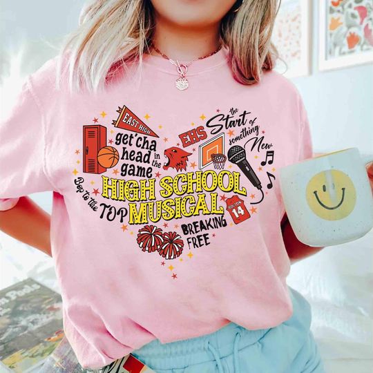 Discover Disney Channel High School Musical Love Heart T-shirt, The Musical The Series East High Tee, Troy Bolton Lover, Disney Girl Trip 2025 Shirt