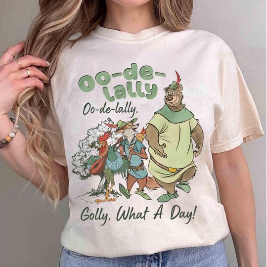 Discover Robin Hood Oo De Lally Golly What A Day T-shirt, Disney Little John Alan A Dale Rooster Tee, WDW Disneyland Family 2025 Trip Tee
