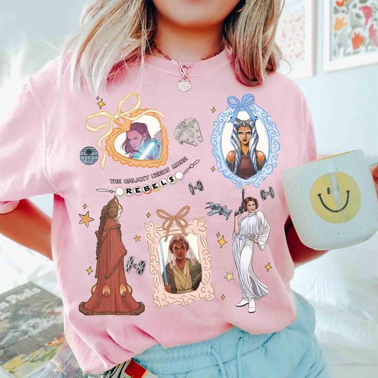Coquette Bow Star Wars Galaxy Needs More Rebels T-shirt, Princess Leia Padm Ahsoka Rey Tee, Rebel Women Tee, Galaxys Edge Trip