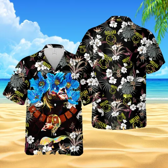 Discover Nirvana Rock Band Hawaiian Shirt Aloha Beach Summer 3D Print T-Shirt