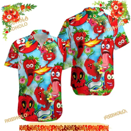 Discover Funny Chili Peppers Hawaiian Shirt