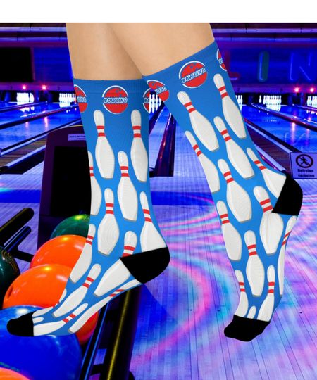 Discover Bowling Alley Crew Socks, Fun Gift for Bowlers, Comfortable Athletic Socks, Colorful Sports Socks, Holiday Stocking Stuffer