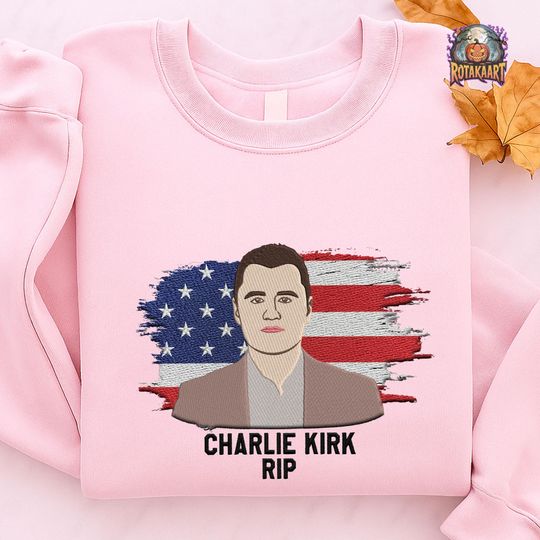 Discover Human Rights Embroidered Sweatshirt, RIP Charlie Kirk Embroidered Shirt, In Memory Of Charlie Shirt, Charlie Kirk Is My Hero Embroidery