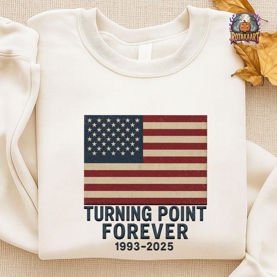 Discover Human Rights Embroidered Sweatshirt, Turning Point Embroidered Shirt, In Memory Of Charlie Shirt, Pray For Charlie Kirk Embroidery
