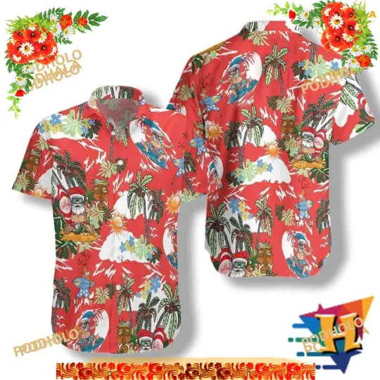 Discover Men's Christmas Hawaiian Shirt - Santa Claus Red Aloha Shirt