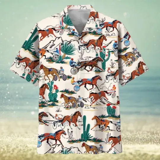 Discover Desert Horse Hawaiian Shirt for Racing and Casual Wear