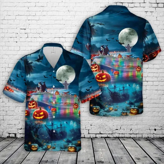 Carnival Cruise Line Mardi Gras Halloween Hawaiian Shirt