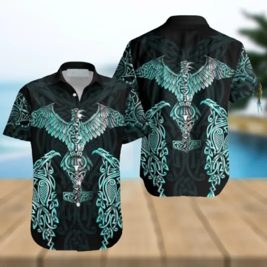 Discover Raven Viking Aloha Hawaiian Shirts Gift For Summer Vacation
