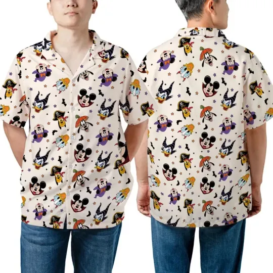 Discover Disney Mickey And Friends Heads Vintage Halloween Hawaiian Shirt
