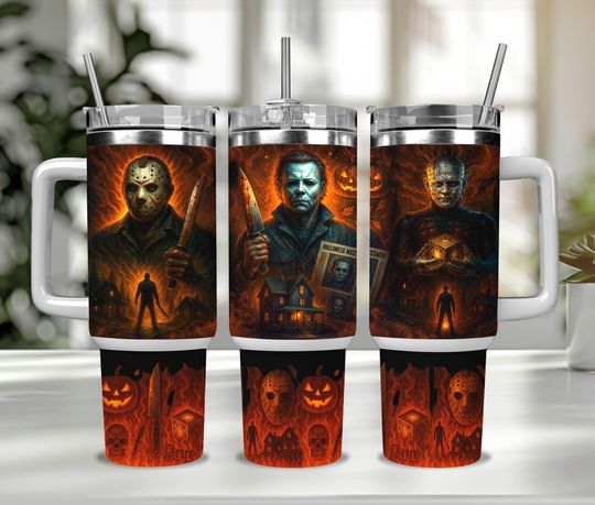 Discover Halloween Characters 40oz Wrap Png, Horror Killers 2025 40oz Tumbler Wrap Png, Trendy Horror Movies 2025 40oz Tumbler, Sublimation Designs