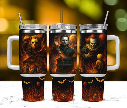 Discover Halloween Characters 40oz Wrap Png, Horror Killers 2025 40oz Tumbler Wrap Png, Trendy Horror Movies 2025 40oz Tumbler, Sublimation Designs