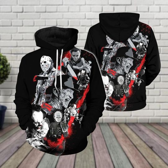 Discover Halloween Horror Characters Hoodie, Halloween HN Shirt, Horror Costume Shirt, Halloween Horror Gift, Scary Movie Hoodies