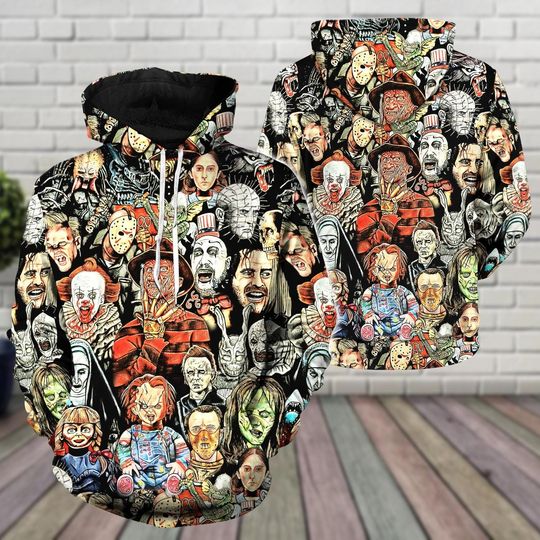 Discover Halloween Horror Characters Shirt, Halloween HN Hoodie, Horror 3D Sweatshirt, Halloween Horror Tee, Halloween Party Shirt