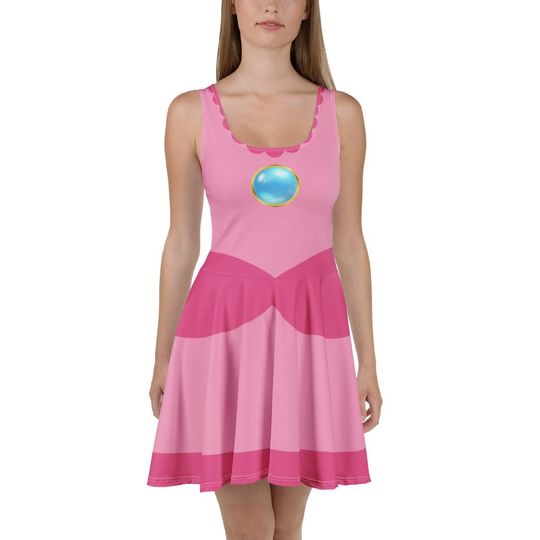 Princess Peach Dress womens adult cosplay costume running outfit