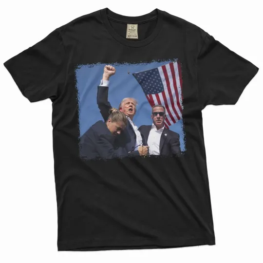 Discover Men's DJT Support Shirt Donald Trump 2024 Shirt PA Rally Trump Pump Fist Shirt