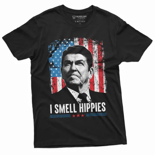 Discover Men's I smell Hippies T-shirt  US President Tee Funny 4th of July Tee