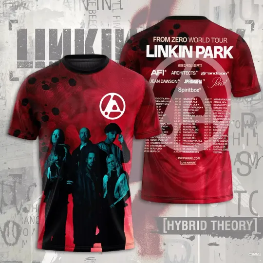 Discover Linkin Park 2025 From Hero World Tour Date & Location 3D T-Shirt Gift for Men
