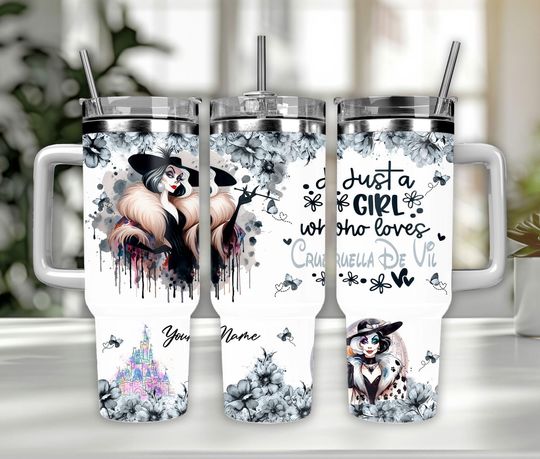 Discover Just A Girl Who Loves Villain 40oz Tumbler, Villains 40oz, Cartoon Characters Tumbler