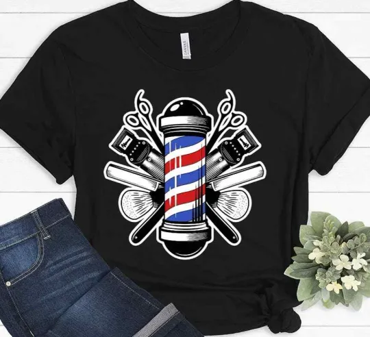 Discover Barber Pole Barber Shop T-Shirt for Hairstylists Christmas Funny Cool