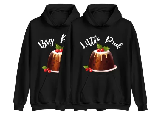 Discover Big Pud Little Pud Christmas Hoodie Set, Funny Family Matching Father Son Hoodie
