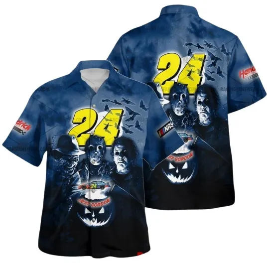 Jeff Gordon Naascar Racing Michael Myers Friends Horror Halloween Hawaiian Shirt
